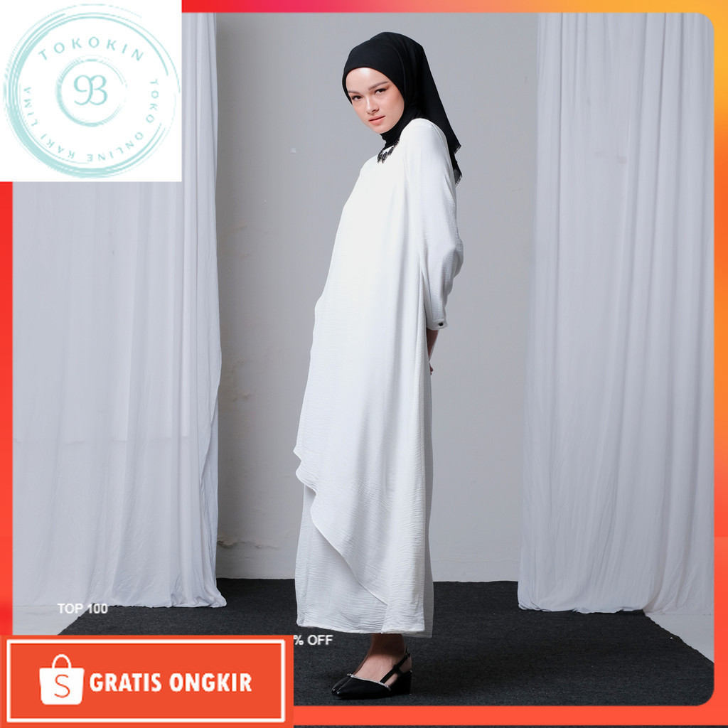 Dress Terkini / SIMPLICITY Crinkle Layered Maxi Dress With Necklace / Dress lebaran wanita 2024 keki