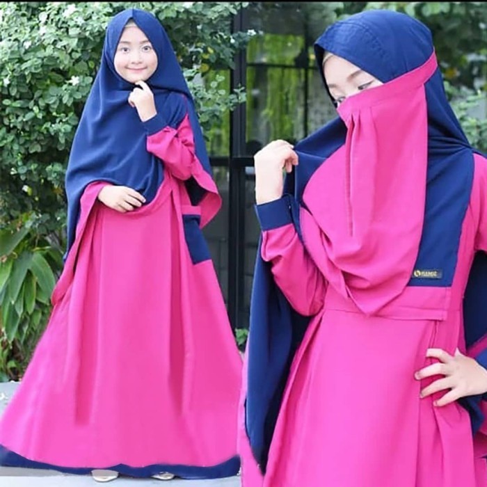 PROMO-Baju Gamis Anak SHALIHA SYARI KIDS +KHIMAR+CADAR USIA 9-12 TAHUN - Navy
