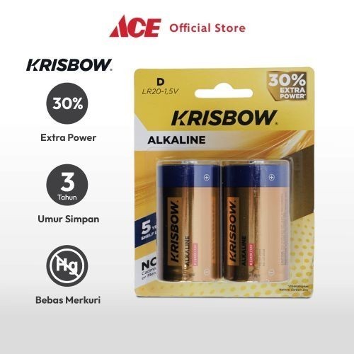 Ace Krisbow Set 2 Pcs Baterai Alkaline D Lr03-1.5V Batre Cadangan Batre Battery Bateray Peralatan El