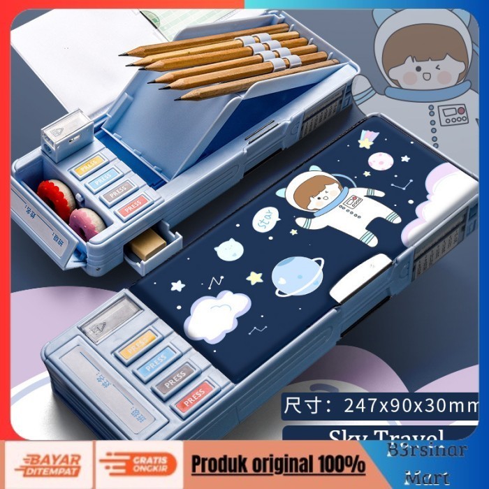 

[[KUALITAS TERBAIK]] Kotak Pensil Pola Kartun Lapisan Ganda Tunggal dengan Rautan Kapasitas Ganda Bluespace COD