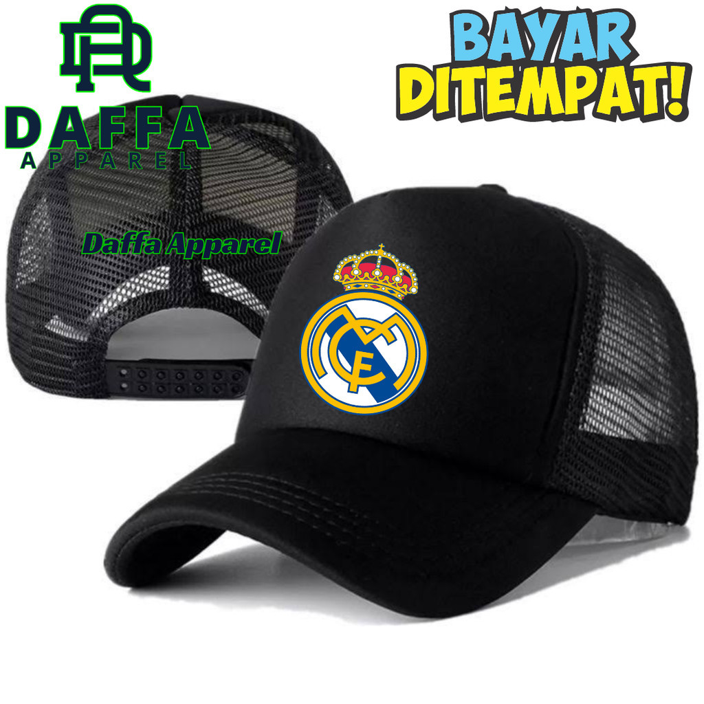 Daffa Apparel Topi Trucker REAL MADRID - Topi Distro REAL MADRID Logo - Topi REAL MADRID Premium - T