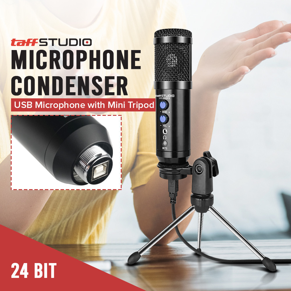 TaffSTUDIO Mikrofon Kondenser Studio Mic USB with Mini Tripod - UD-900FX