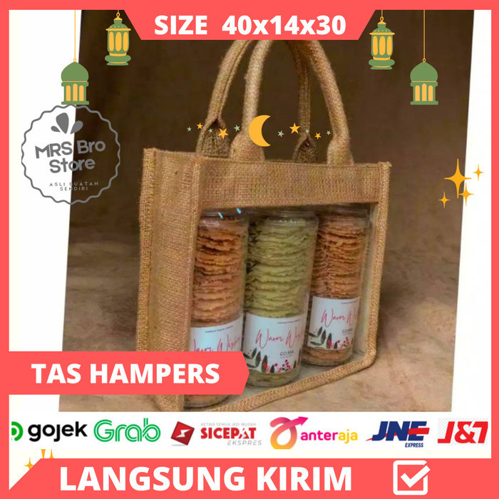 

(NEW) -Tas hampers Goni/ Kantong hampers Natal Goni/ tas tote bag karung goni - 30 X 25 X 14
