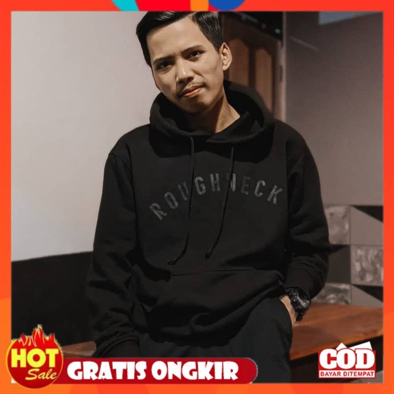 [PREMIUM ORIGINAL] JAKET HOODIE ROUGHNECK 1991 BLACK FULL LABEL UNISEX