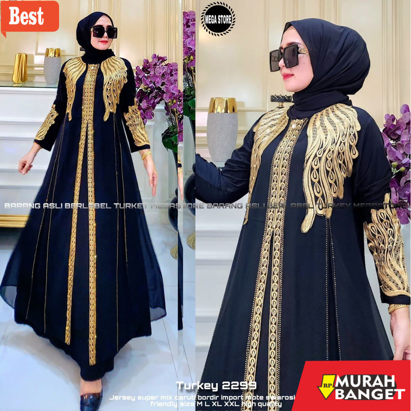 Abaya Turki Kekinian Gamis Turkey 2299 Dress Busana Muslimah Busui Friendly By Original Mega Store