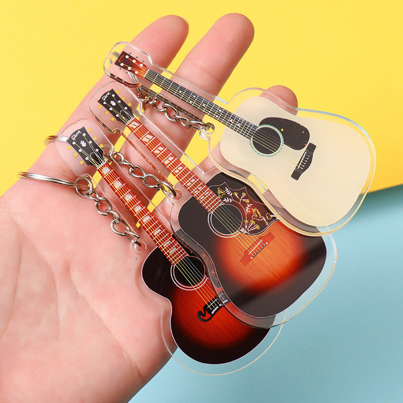 COD Gantungan Kunci Gitar Liontin Bass Kreatif Gantungan Kunci Gibson Hummingbird Keychains Fashions