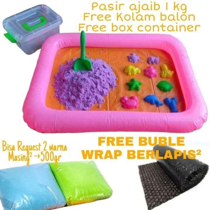 pasir mainan anak 1 kg reffil satu set + pasir ajaib