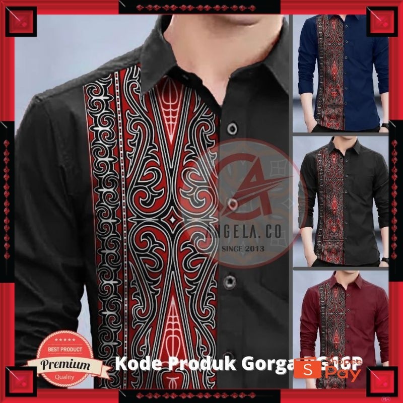 KAIN ADEM LEMBUT HALUS TEBAL / Angelaco | Kemeja Batik Batak Lengan Panjang Pria | Batik Gorga Pria 