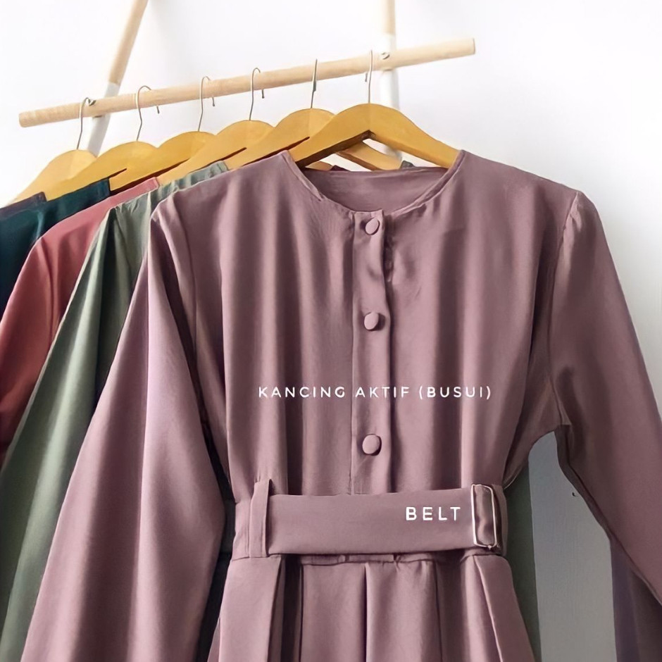 Gamis Moscrepe Premium Sandira Belt Extra Jumbo Bahan Jatuh Adem Flowly Busui Kekinian Daily Friendl