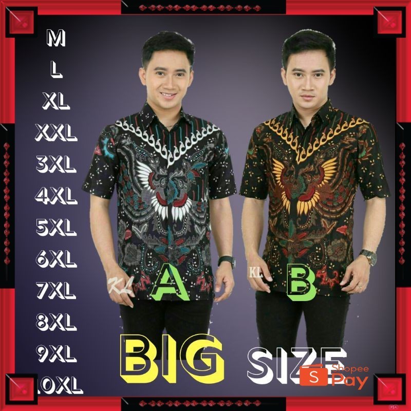 KAIN ADEM LEMBUT HALUS TEBAL / Baju batik pria jumbo M/10XL kemeja lengan pendek motif kupu putih/ku