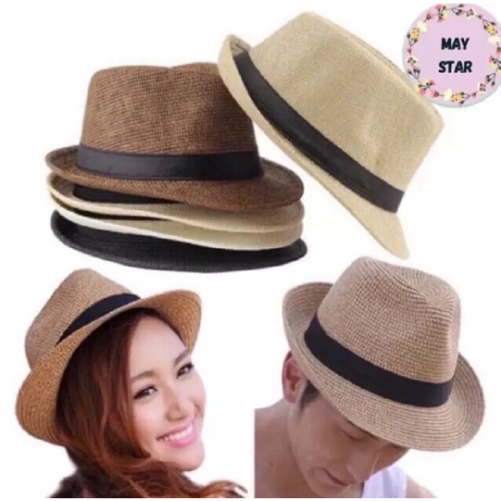 Topi Koboy Laken Pria Dewasa Fedora Koboi Tompi Vintage Cowboy Cap Coboy Jazz Panama Keren Jerami Po