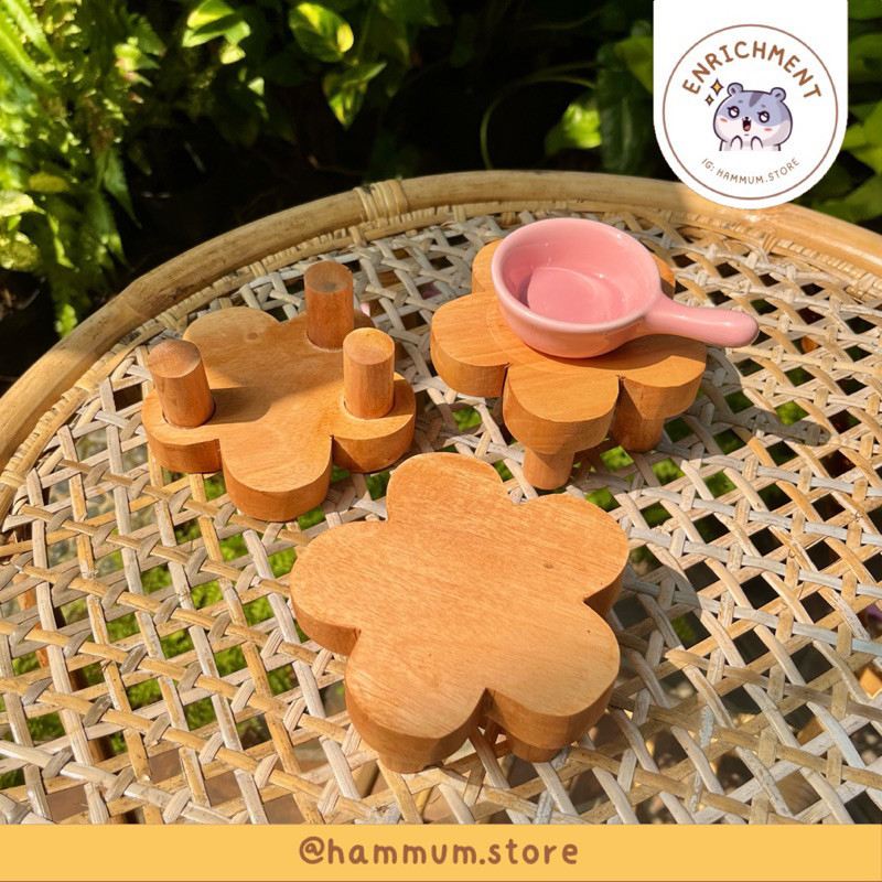 Meja Hamster Kayu Kecil | Meja Bunga | Meja Kotak | Meja Tiga Kaki | Cupcake Stand