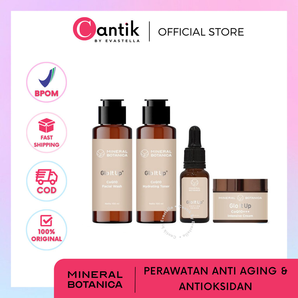 CANTIK - MINERAL BOTANICA Glo It Up Paket Wajah (Cream / Serum / Toner / Facial Wash) Original