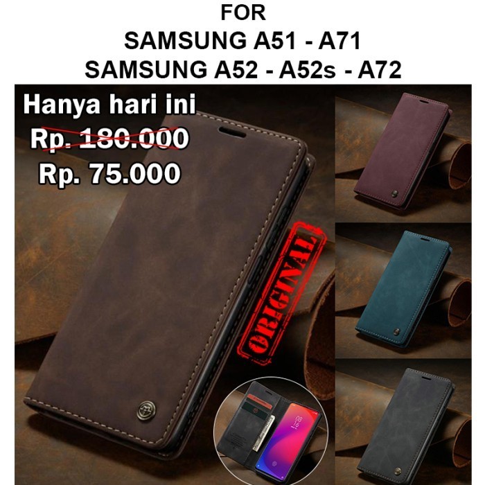 New[PROMO] Case Samsung A51 A52 A52s A71 casing leather dompet CASEME FLIP COVER - Samsung A51, Blue