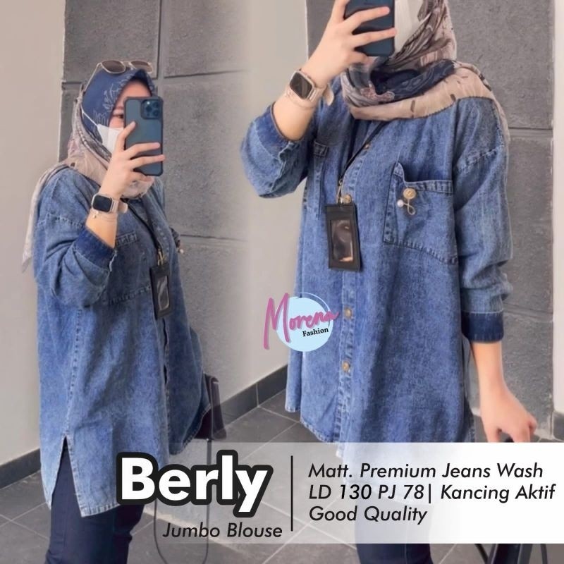 berly kemeja tunik n&d kemeja jeans premium atasan denim import kemeja jumbo ld 130 ld 120 ld 110 xx