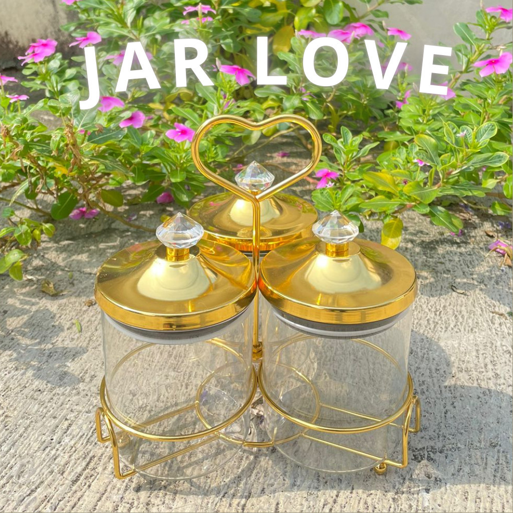 Toples jar love kedap udara / Toples Kaca Snak Tutup Love / Stoples Makanan Glass Candy Jar Love Sha