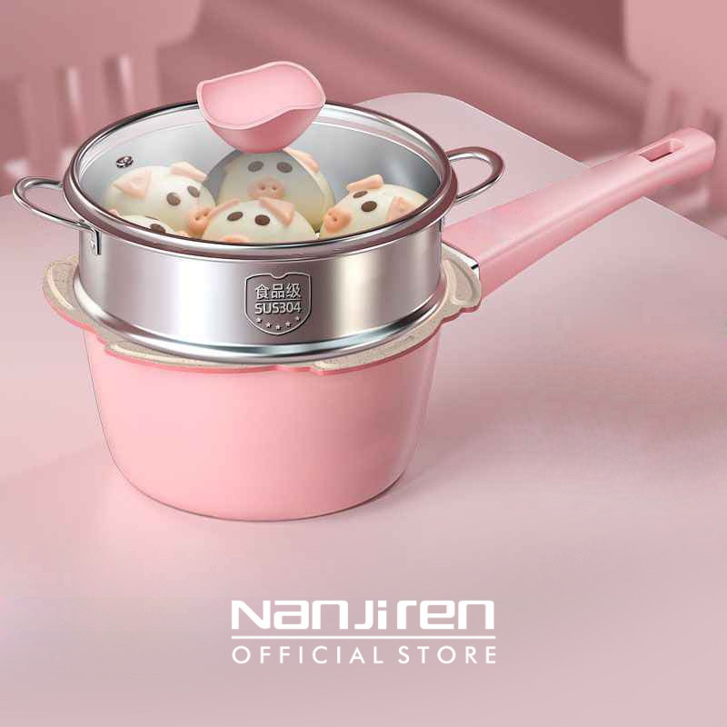 Nanjiren Panci Susu dan Steamer - Set Panci Mpasi Bayi Peralatan Makan Bayi / Teflon Mpasi / Panci S