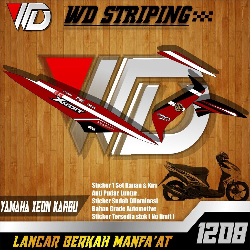 1208 STIKER STRIPING SEPEDA MOTOR YAMAHA XEON KARBU