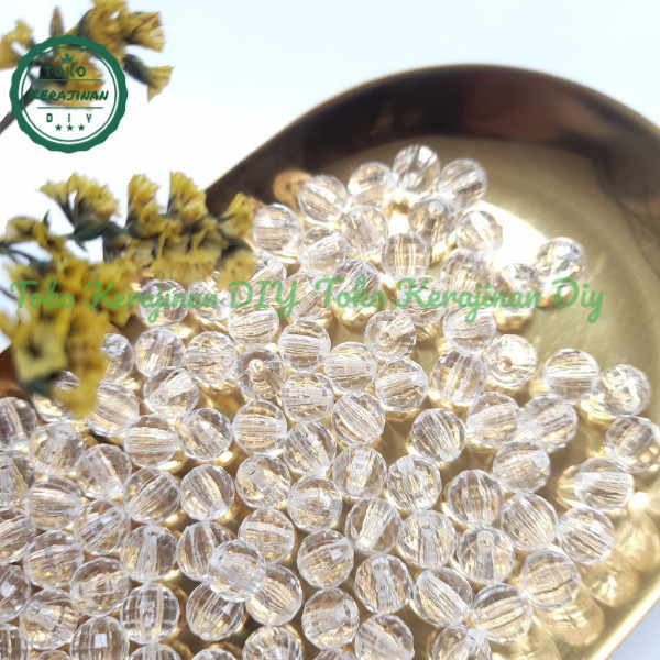 (15 Gram) Manik Manik Mote Lampion Manik Bola Dunia Bening Mute Akrilik