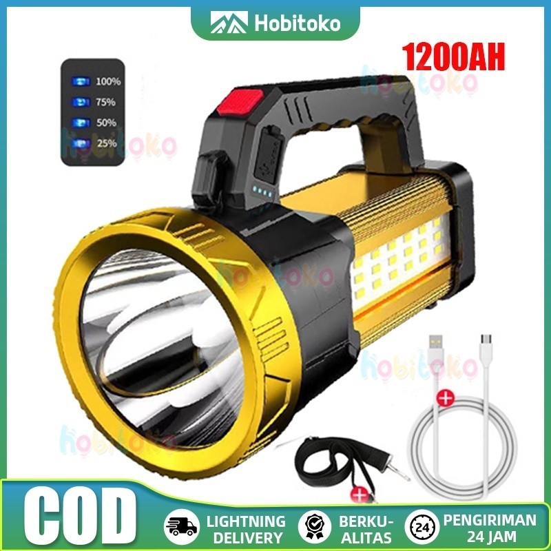 Senter LED jarak jauh super terang Senter LED super terang IPX4 senter catu daya ponsel tahan air se