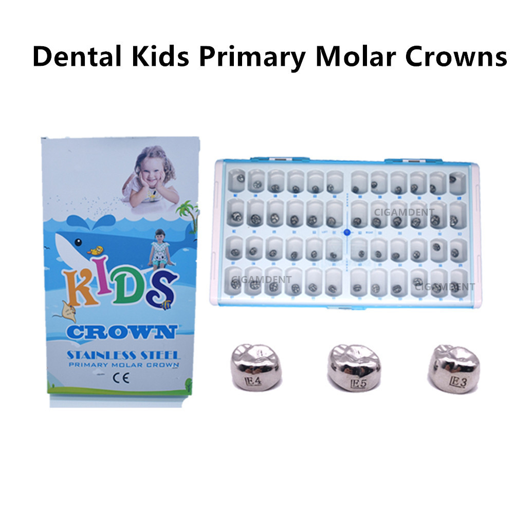 

48Pcs/Box Dental Preformed Kid Primary Molar Crown Stainle Steel Children Temporary Crowns Teeth Protect Dentistry Therapy Tools