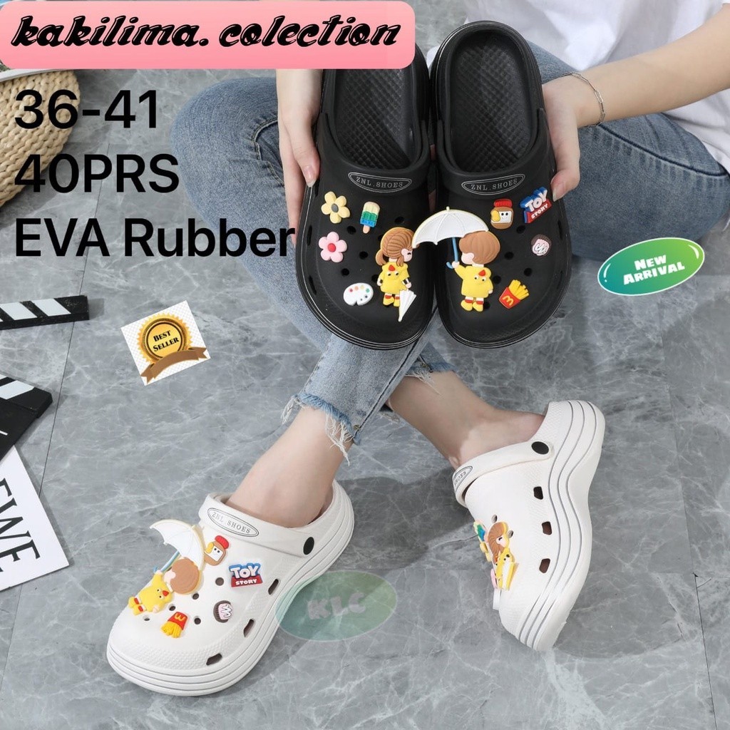 sandal eva rubber wedges perempuan kekinian