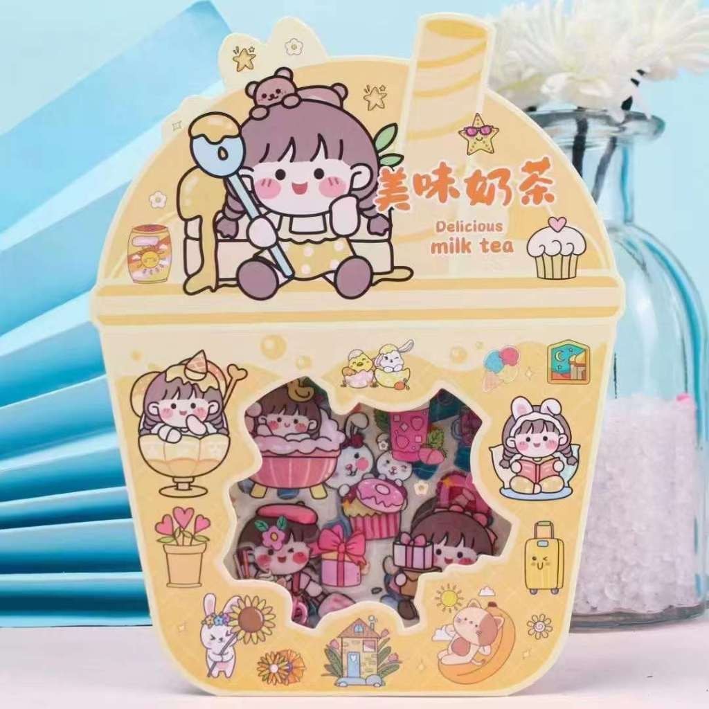 

[ GROSIR ATK] 1 SET DIY STICKER MOTIF CUTE GIRL DRINK CUP / 1 SET DIY STICKER WATERPROOF DRINK CUP