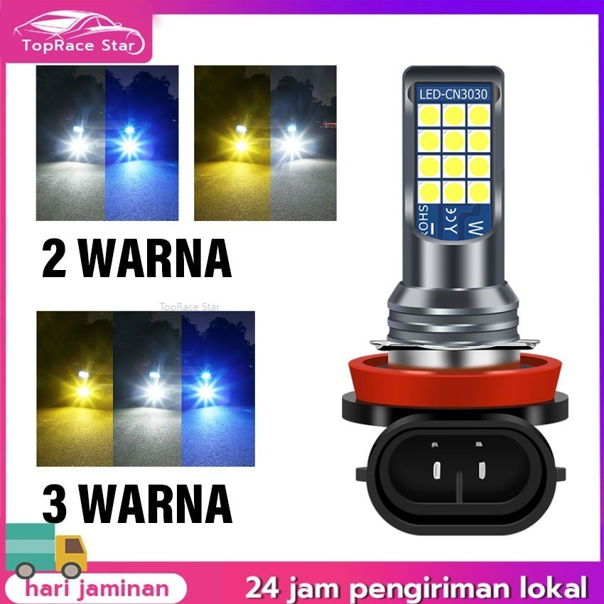 1Pc Bohlam Lampu LED H11 H8 H16 Fog Lamp Foglamp Lampu Kabut Mobil 24SMD Kuning Putih Biru  3 Warna