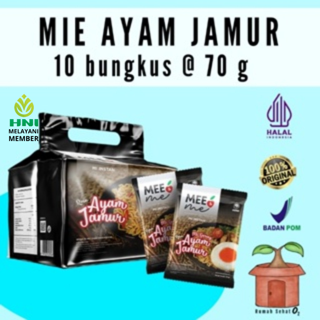 

Mie Mee & Me Ayam Jamur Goreng Sehat Gluten Free Bumbu Alami Non Sintesis Kimia Lemonilo HNI HPAI