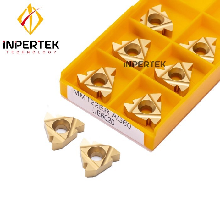 YM27 Insert 22 ER AG 60 Insert Bubut 22ER AG60 Ulir LUAR DALAM Bubut Drat - BLACK, 10 PCS