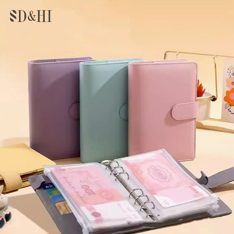 

PU Leather Budget Binder With Cash Envelopes Pockets Zip Small French Budget Pouch Binder For Saving Money A6 Planner Organizer