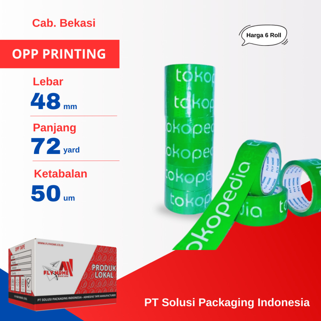 

FLYHOME 6Roll Lakban Online Shop 48x72Y 2inchi 72 Yard Tk Hijau