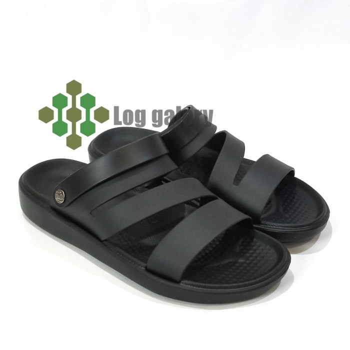 [[New Collection]] Sepatu sandal pria import | Luofu E-6181 - Hitam, 44