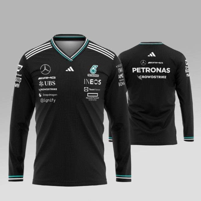 Kaos Jersey F1 Mercedes AMG Formula One Racing Team 2025 Lengan Panjang