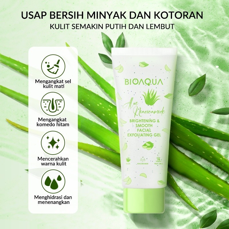 BIOAQUA Scrub Wajah Peeling Gel Niacinamide Brightening & Smooth Facial Exfoliating Gel Wajah 100g E