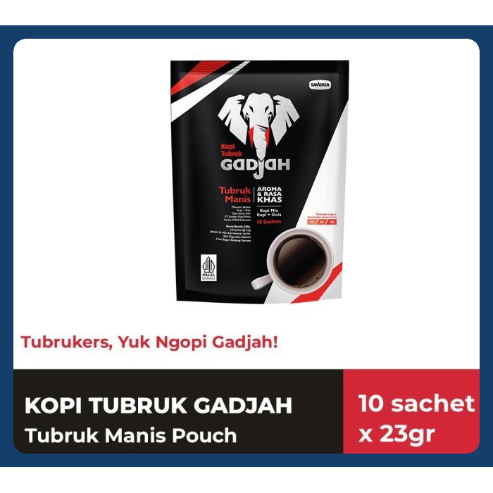 

Kopi Gadjah Tubruk Manis Renceng - Kopi Hitam Gula Pisah 10 Sachet x 23 grm