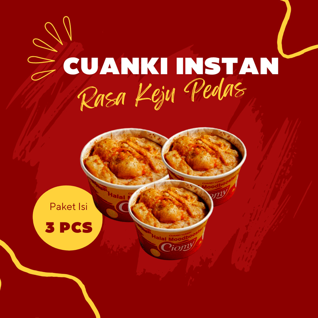 

Paket Hemat 3 Cuanki Instan Rasa Keju Pedas Ciomy