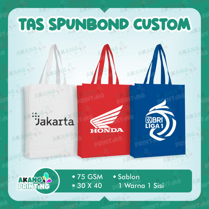 

Tas Spunbond Goodie Bag Sablon Custom Goodie Bag Custom 75 GSM UKURAN 30 X 40 - 65 GSM