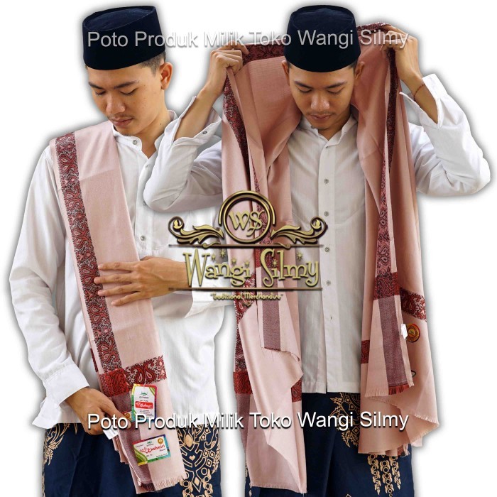 Sorban Kashmiri Arifat Hitam Motif Emas - Sorban Panjang Habib 2 Meter - Coklat 0503