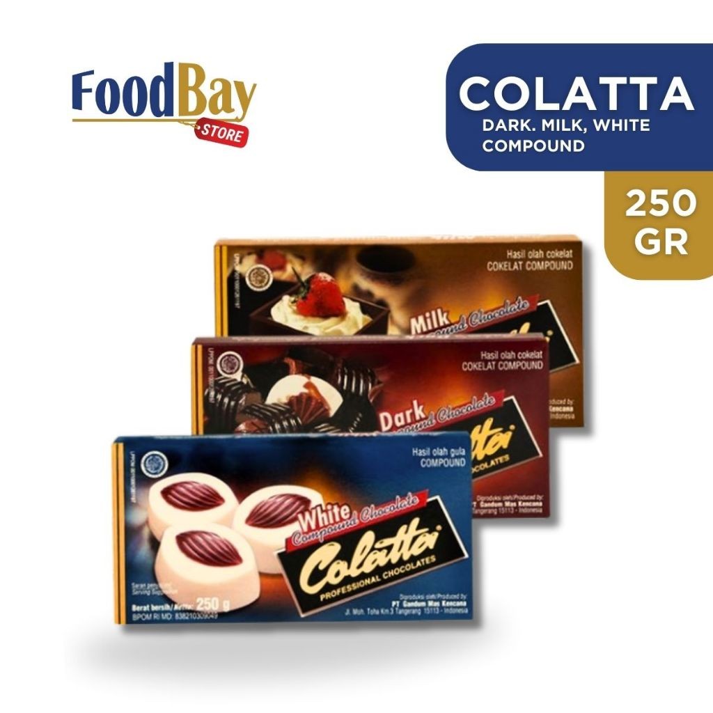 

COLATTA Chocolate Compound DARK MILK WHITE STRAWBERRY / COLATA CHOCO COMPOND 250 Gr