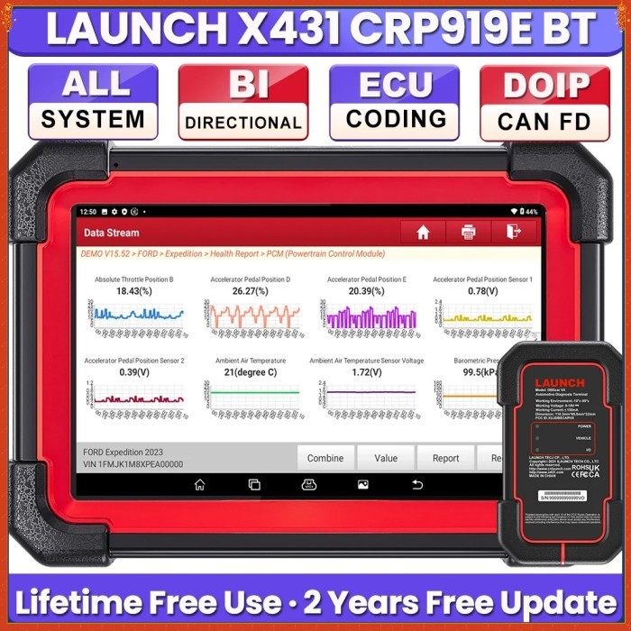 Launch X431 CRP919E BT 2025 Scanner Mobil terbaru dari Launch  CANFD/DOIP OBD OBD2 Scanner All Syste