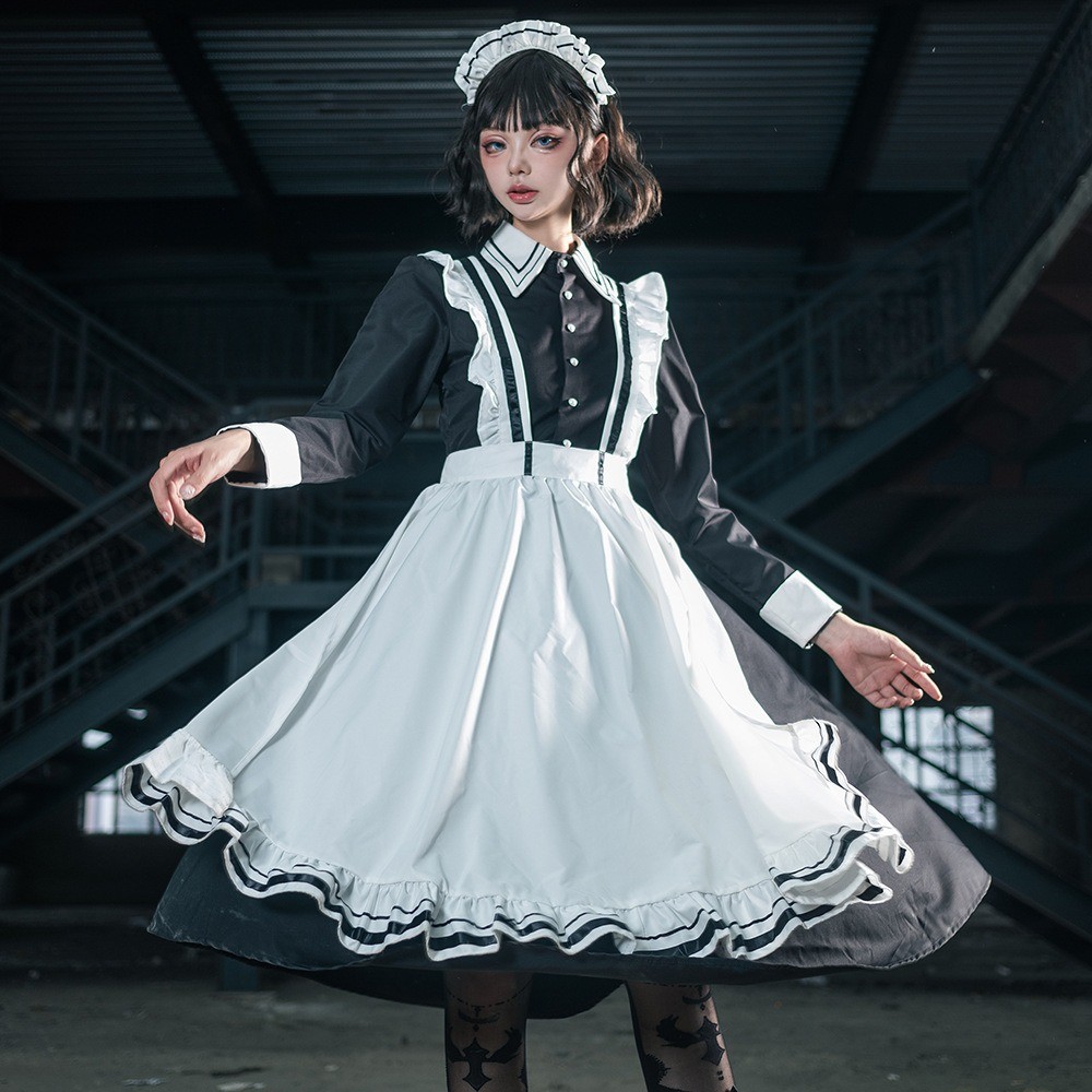 Maid Dress Lolita Long Sleeve Cos Dress Maid Long Halloween Costume European and American Maid Unifo