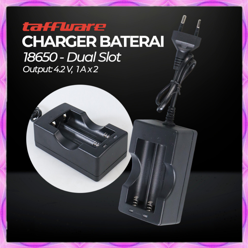 Taffware Charger Baterai Cell Charger 18650 Dual Battery Slot Taffware Charger Baterai Cell Charger 