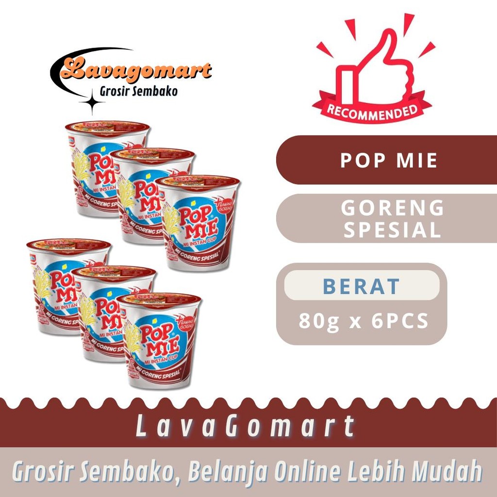 

POP MIE INSTAN CUP GORENG SPESIAL 80g - 6 PCS - LAVAGOMART - BANDUNG
