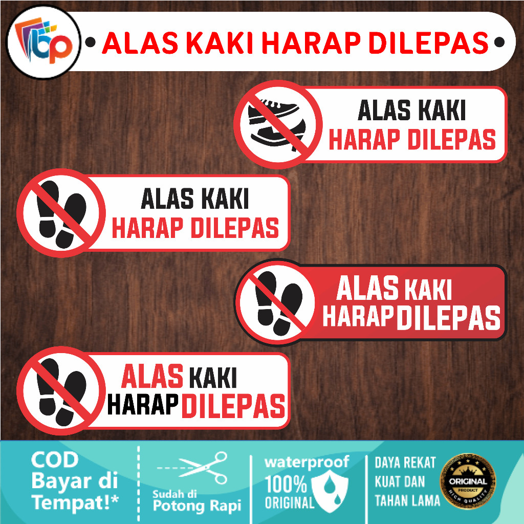 

Stiker Vinyl Petunjuk Alas Kaki Harap Dilepas Glossy + Cut