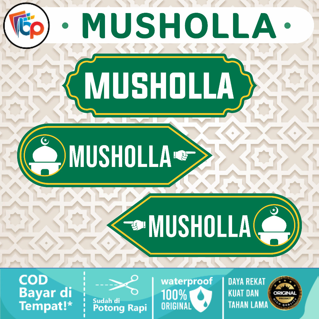 

Stiker Vinyl Petunjuk Musholla , Arah Musholla Glossy + Cut