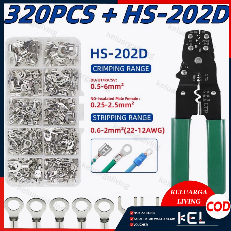 (Skun Kabel 320 PCS+Tang)Terminal Kabel Wire Crimp Conector kit with plier tang/320PCS Skun Kabel Ku