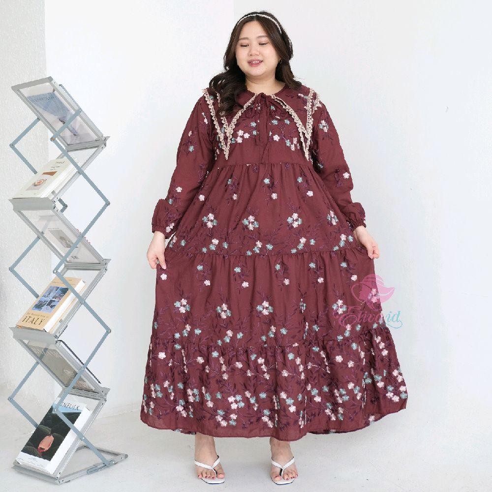 Jumbo Gamis Shanum katun bordir ld 120 130 140 cm