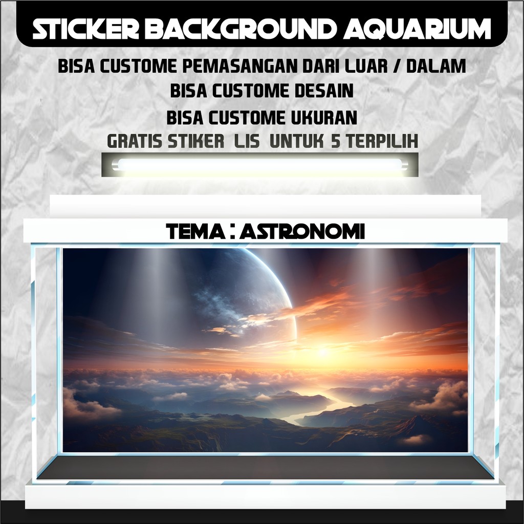 sticker wallpaper background aquarium belakang 3d tema gambar luarangkasa 3d