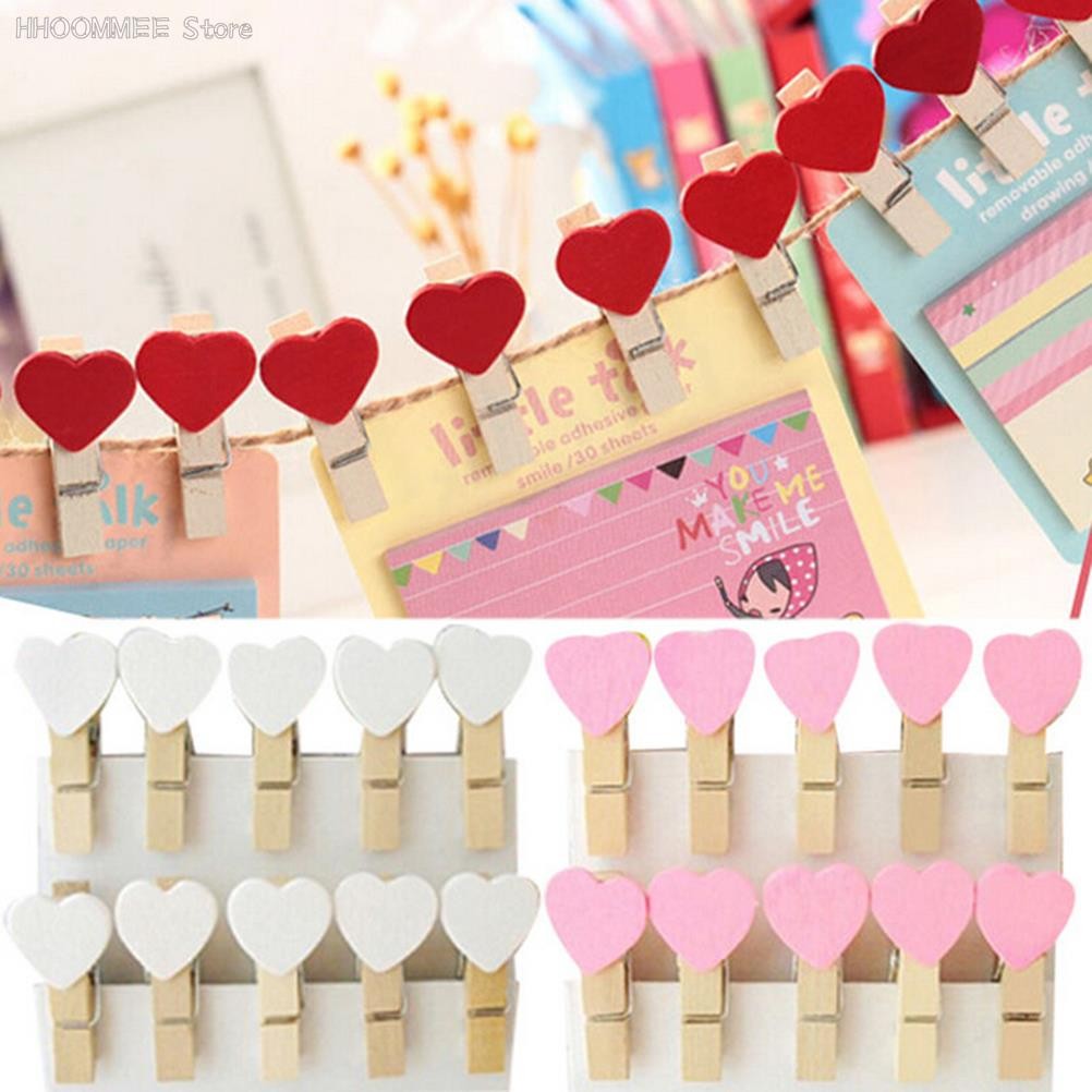 

20Pcs/Pack Mini Heart Wooden Clothespin Photo Paper Clips Peg Pin Craft Postcard Clips Home Wedding Decoration